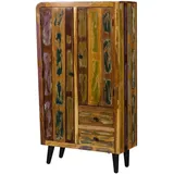 Massivmoebel24 - Highboard Altholz 90x40x160 mehrfarbig lackiert SIXTIES #109