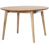 Ausziehtisch rund, 120cm Durchmesser, ausziehbar auf 165cm, Wildeiche massiv geölt, TARVA-69 - Braun