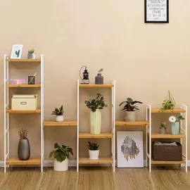 Songmics Bambus Regal, Küchenregal, Badregal, Bücherregal, Standregal mit 5 Ablagen, 31,5 x 45 x 142 cm, für Bad, Küche, Wohnzimmer, Schlafzimmer, Balkon, naturfarben-weiß BCB75WN