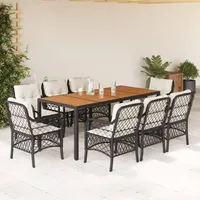 VidaXL 9-tlg. Garten-Essgruppe mit Kissen Schwarz Poly Rattan -