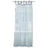 Loberon Gardine Ertras, mit edler Zierstickerei, lichtdurchlässig, Anbringung durch dekorative Bindebänder, variierbare Länge, Vorhang, Sichtschutz, Leinen, blau