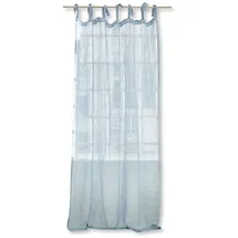 Loberon Gardine Ertras, mit edler Zierstickerei, lichtdurchlässig, Anbringung durch dekorative Bindebänder, variierbare Länge, Vorhang, Sichtschutz, Leinen, blau