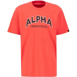 T-Shirt ALPHA INDUSTRIES "Alpha Industries Men - T-Shirts College T", Herren, Gr. XL, rot (radiant rot), Obermaterial: 100% Baumwolle, Kurzarm, Shirts