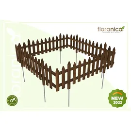 Pemicont Floranica Steckzaun Gartenzaun Kiefer 1 stk 30 x 100 cm Braun Metallstäben Begrenzungszaun Dekorative Beeteinfassung Beetumrandung - Braun