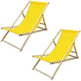 ECD Germany 2er Set Liegestuhl Gelb, Holz, 52x83x117 cm, Gartenmöbel, Gartenliegen