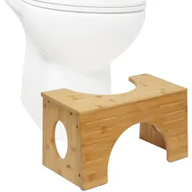 Relaxdays Toilettenhocker, Stuhlgang Unterstützung, WC Hocker Erwachsene, Bambus, kippbar für 2 Höhen, 19,5/25 cm, Natur