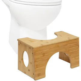 Relaxdays Toilettenhocker, Stuhlgang Unterstützung, WC Hocker Erwachsene, Bambus, kippbar für 2 Höhen, 19,5/25 cm, Natur