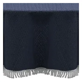 EXKLUSIV HEIMTEXTIL Gartentischdecke mit Fransen Classic 140 x 180 cm Blau