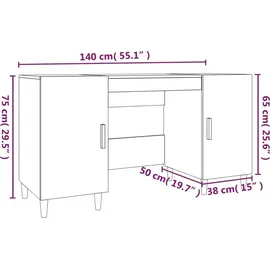 vidaXL Schreibtisch Sonoma Eiche braun