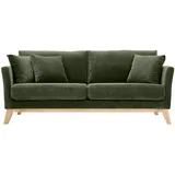 miliboo Skandinavisches Sofa Stoff 3-Sitzer Khaki