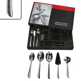 JUSTINUS 35tlg Twist Komplett-Besteck-Set inkl Anlegeteile 6 Pers. Messer Gabel Löffel - Silber
