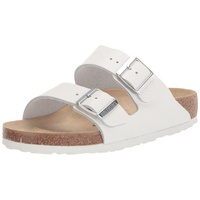 Birkenstock Classic Arizona Leder Unisex-Erwachsene Pantoletten, Weiß, 45 EU - 45 EU Schmal