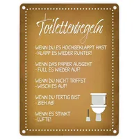 Trendaffe Toilettenregeln Metallschild in gelb mit Toilette Motiv Klo