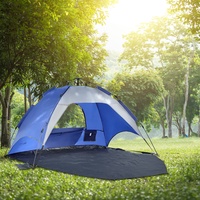 [pro.tec] Strandmuschel Strandzelt Outdoor Pop Up Zelt Halboffen Camping Blau