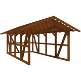 SKANHOLZ Skan Holz Carport Schwarzwald m. Dachlattung u. Rückwand 424 x 772 cm Nuss