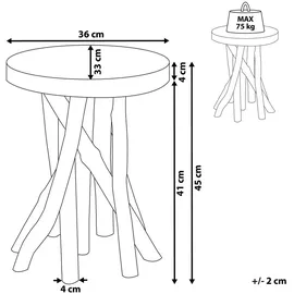 Beliani Beistelltisch Ø 36 x 45 cm Braun/Dunkelbraun