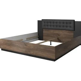 Home Affaire Bettgestell HOME AFFAIRE "Sigma", braun (eiche flagstaff, schwarz, flagstaff eiche, schwarz, flagstaff eiche), B:166,3cm H:89,5cm L:205cm, Betten, Bettgestell, Doppelbett in zwei Breiten mit gepolstertem Kopfteil