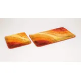 Goodway 2-teiliges Badematten Set Wave, Terra │ Größe: 50x90cm, 50x45cm │rutschhemmend, waschmaschinenfest