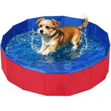 RNPKZ Hundepool 80x30 cm Hundepool Schwimmbad, Hundebecken Faltbar mit Ablassventil, Planschbecken rutschfest, Swimmingpool für Hunde, Faltbarer Pool, Hundepools Schwimmbecken für Kleine Hunde, Katze