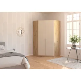 otto home Eckkleiderschrank OTTO HOME "Kleiderschrank Schrank Ankleidezimmer Schlafzimmer Garderobe AGORDO", beige (eiche artisan, beige (champagner)), B:117cm H:210cm T:117cm, Holzwerkstoff, Schränke, Eckkleiderschrank, voll ausgestattet mit großzügigem Stauraum,