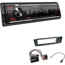 EHO Kenwood KMM-BT209 1-DIN Autoradio Media Receiver Bluetooth USB AUX mit Einbauset passend für BMW 3er E90 E91 E92 E93 2005-2013 schwarz