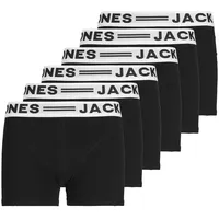 JACK&JONES Jungen Boxershorts, 6er Pack - SENSE TRUNKS, Baumwoll-Stretch, Logobund Schwarz/Weiß 176