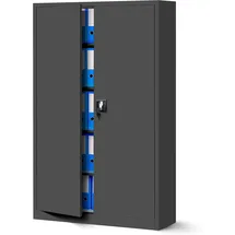 Jan Nowak Büroschrank C001II Aktenschrank XXL Metallschrank Flügeltüren Stahlblech Pulverbeschichtung 185 cm x 115 cm x 40 cm (anthrazit/anthrazit)