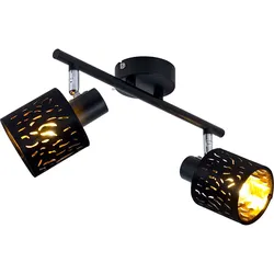 Decken Strahler Wohn Ess Zimmer Beleuchtung Samt Lampe schwarz gold im Set inkl. LED Leuchtmittel