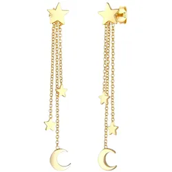 Elli Hänger Sterne Halbmond Astro Kette 925 Silber goldfarben Damen 