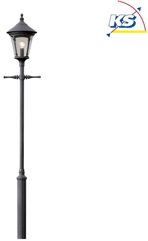 Konstsmide Leuchtenkopf / Kandelaber VIRGO, 1-flammig, E27 max. 100W, Schwarz, Aluminium / Rauch-Acrylglas KON-570-750