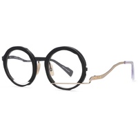 HPIRME Retro Runde Brillengestelle Unregelmäßige Männer Frauen Handgefertigte Brillen, Schwarz, Gold, Einheitsgröße - Einheitsgröße