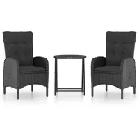 vidaXL Bistroset 3-tlg. Schwarz