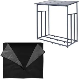 ML-Design Kaminholzregal Anthrazit XL 143x70x145 cm mit Abdeckung Feuerholzregal Brennholzregal Außen mit Schutzhülle,
