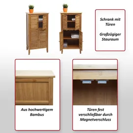 MCW Badezimmerschrank B18 50 x 100 x 30 cm Braun/Bambus