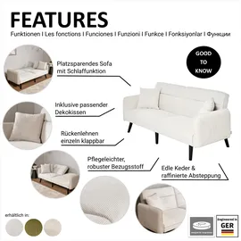 Jahnke Chillax, LINE", sanftes weiß, B:191cm H:83cm T:84cm, Sofas, Schlafsofa, mit Relax-und Schlaffunktion, inkl. Kissen, Breite 191 cm
