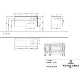 Villeroy & Boch Collaro Waschtischunterschrank C04300AF 120x54,8x50cm, Waschtisch rechts, Soft green