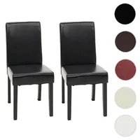 Mendler 2er-Set Esszimmerstuhl Stuhl Küchenstuhl Littau ~ Leder, schwarz,