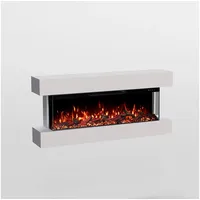 GF Core Elektrokamin Clear Wall Elektrokamin mit 3D Feuer und Heizung (Thermostat), Elektrischer Wandkamin mit APP Steuerung, Heizleistung (900- 1800 W) weiß 36 cm