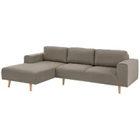 Home Affaire Ecksofa HOME AFFAIRE "Lasse L-Form", braun, B:273cm H:90cm T:167cm, Struktur fein( 100% Polyester);Filzoptik (100% Polyester);Luxus-Microfaser (100% Polyester), Sofas, Ecksofa, im scandinavischen Stil mit Holzfüßen
