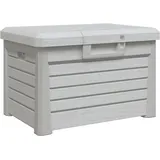 Willood Outdoor-Kissenbox Grau 73x50,5x46,5 cm Polypropylen Gartenbox mit Stauraum, Auflagenbox Design in Holz-Optik, Gartentruhe Kissentruhe Aufbewahrungsbox