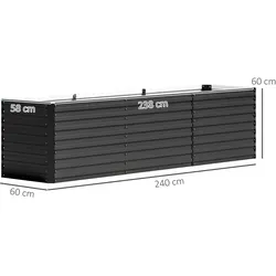 Outsunny - Hochbeet - 240Lx60Wx60Hcm - Dunkelgrau