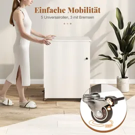 Costway 2 in 1 Nähtisch klappbar mit Ladestation, Nähmaschinenschrank Weiß