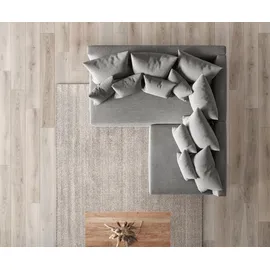 DeLife Ecksofa Clovis Grau Flachgewebe Ottomane Links modular - Grau