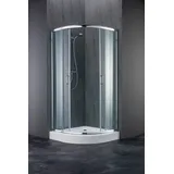 WELLTIME Runddusche WELLTIME "Summer SET", grau (chromfarben), B:80cm H:199cm T:80cm, Duschkabinen, mit leichtgängigen Schiebetüren, inkl. passender Duschwanne