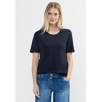 Cecil Damen B321116 Basic T-Shirt In Unifarbe, Universal Blue,