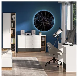 Lomadox Jugendzimmer Set 3-teilig TIMARU-131 mit Schreibtisch in weiß mit Eiche und graphit