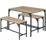 Tectake tectake® Sitzgruppe, 3-teilig, Industrial Style, mit höhenverstellbaren Kunststofffüßen