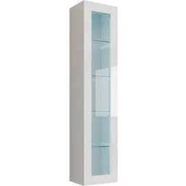 Mirjan24 Hängevitrine, Weiß, Weiß Hochglanz, Holzwerkstoff, Rechteckig, 40x180x30 cm, Wohnzimmer, Wohnwände, Vitrinenschränke