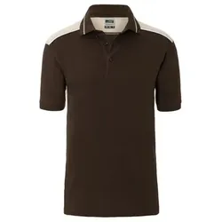 Herren Workwear Poloshirt Kontrast JN858, braun/stein-grau, Größe L - braun - L
