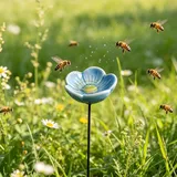 Bienentränke Für Den Garten, 27CM Keramik Bienenbecher Vogeltränke Für Garten, Blumenförmige Bienentränke Vogelbad Wasserspender, Schmetterlings Trinkschale Bienenbad Gartenstecker, Für Outdoor Yard